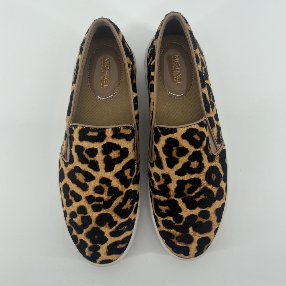 NEW Michael Kors Keaton Leopard Calf Hair Slip-On Sneaker Women’s Size 8 - Picture 7 of 9